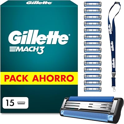 Mach3 Base Cuchillas de Afeitar Hombre, Pack de 15 + Colgante