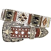 West Star Texas Genuine Leather Rhinestone Belt for Women & Men - Western Style with Sparkling Crystal Studs