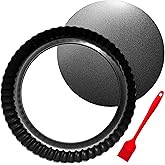 9 Inch Tart and Quiche Pan with Removable Bottom, Pie pans for baking, Non-stick Carbon Steel Quiche Pan for Pie, Mousse Cake