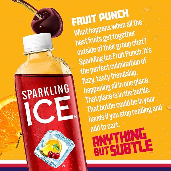 SPARKLING ICE, FRUIT PUNCH SPARKLING WATER, ZERO SUGAR FLAVORED WATER, WITH VITAMINS AND ANTIOXIDANTS, LOW CALORIE BEVERAGE, 17 FL OZ BOTTLES (PACK OF 12)