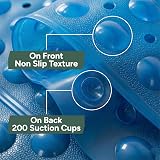Zuvo Non-Slip Bath Mat Extra Long 100 x 40cm Blue with Suction Cups view 4