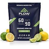 Flow Formulas Lemon Lime Endurance Drink Mix, Top 12 Allergen-Free, Carbohydrate &amp; Electrolyte Sports Fuel Powder for Performance Training, High Carb Exercise Support, Gluten-Free - 10 Servings