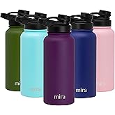 MIRA 32 oz Insulated Sports Bottle - Stainless Steel Temperature Control Thermo - Easy-Drink Spout (24Hr Cold/12Hr Hot) - Iris