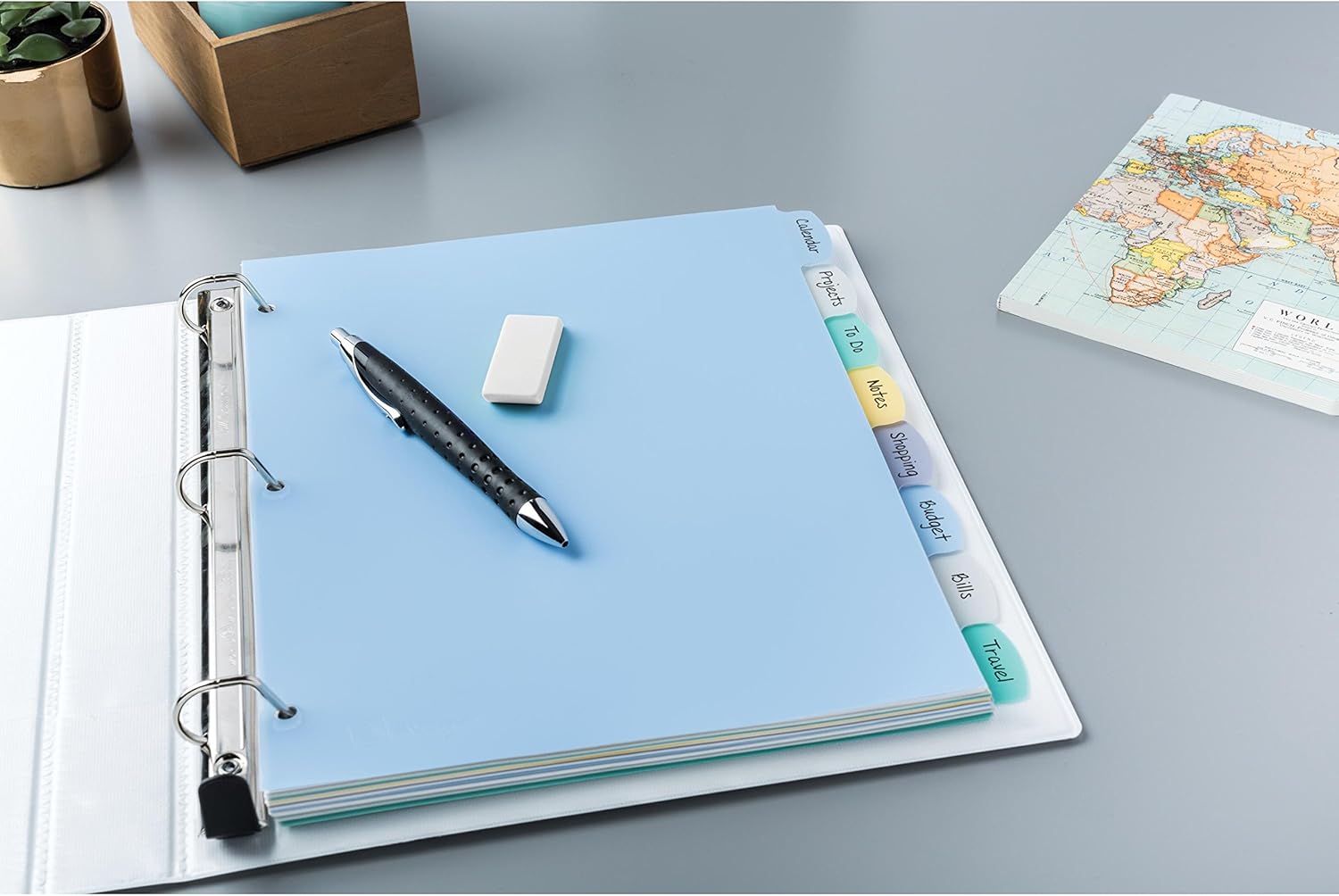 Avery 8-Tab Plastic Binder Dividers, Write & Erase Multicolor Big Tabs, 1 Set (16171), Translucent Multicolor : Binder Index Dividers : Office Products