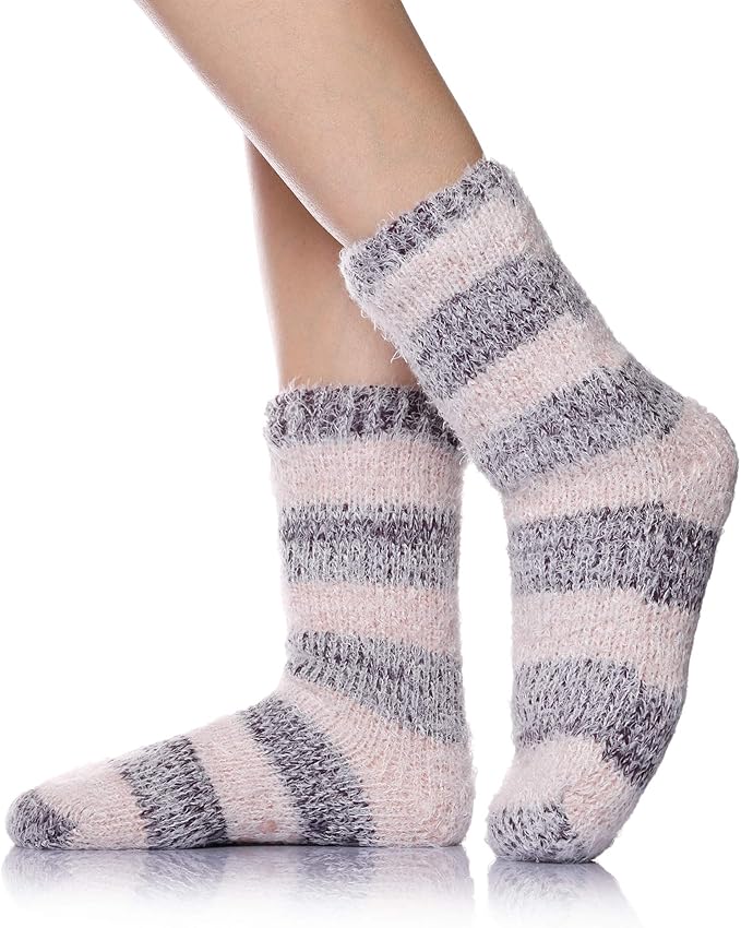 Women Girls Fuzzy Slipper Socks Thermal Thick Fleece Lined Christmas
