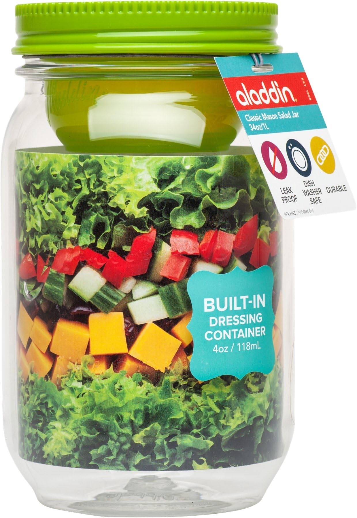 Aladdin 10-01828-001 16 Oz. Classic Mason Salad Jar Assorted Colors