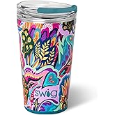Swig Life 24oz Party Cup, Stackable Insulated Travel Coffee Tumbler with EZ Slider Lid, Cup Holder Friendly, Stainless Steel 24 oz Tumbler, Reusable Coffee Mug (Bazaar)