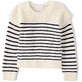 The Children's Place,Baby Girls,and Toddler Long Sleeve Crew Neck Pullover Sweater,Ivory Stripes,5 Years
