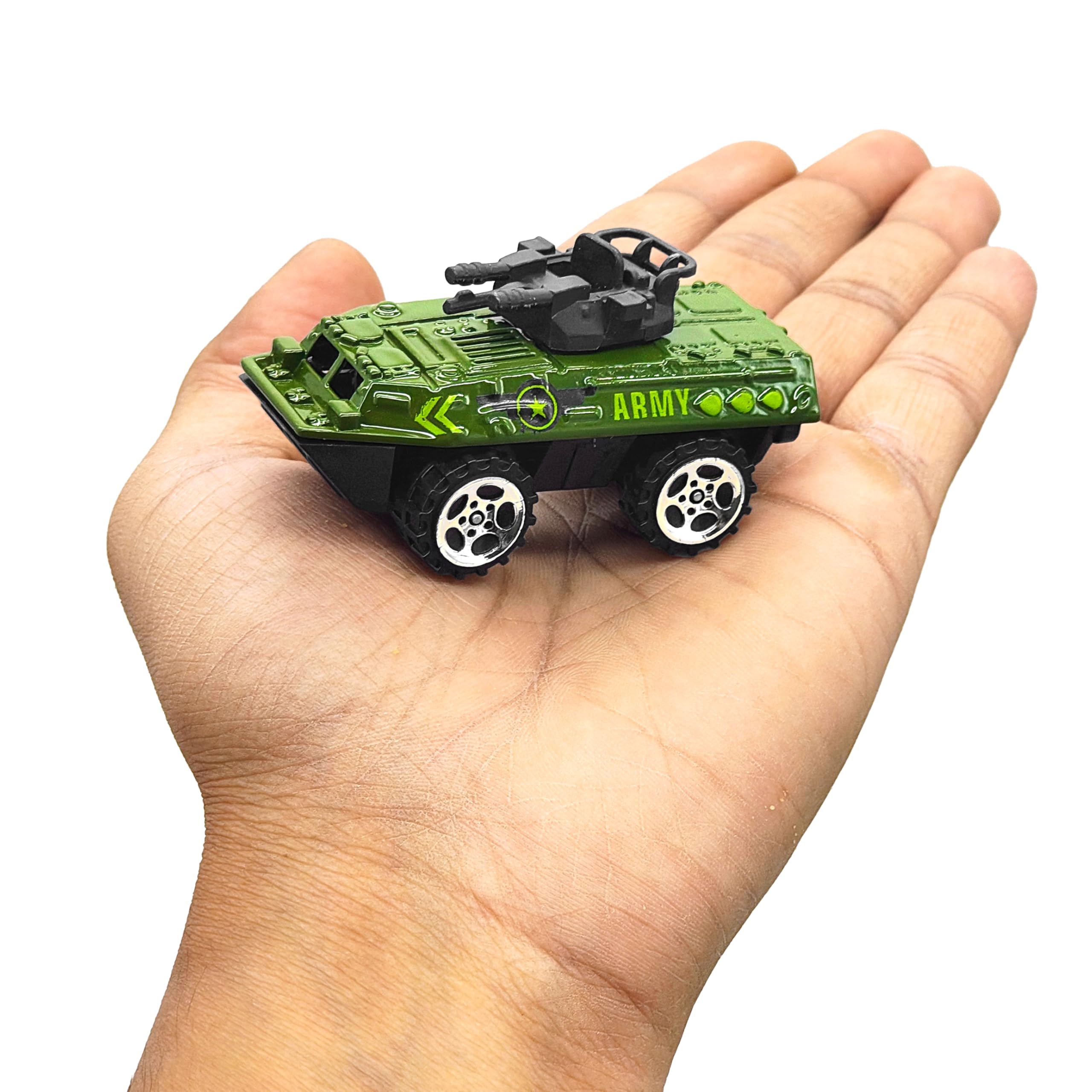 VGRASSP 1:64 Scale Mini Die Cast Alloy Metal Military Vehicle Toy Set for Kids - Free Wheels Pretend Play Army Toy Cars for Boys and Girls - Set of 5 4