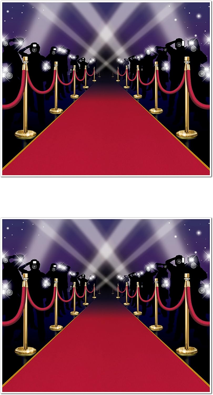 Beistle S52150AZ2, 2 Piece Red Carpet Insta-Murals, 5' x 6'