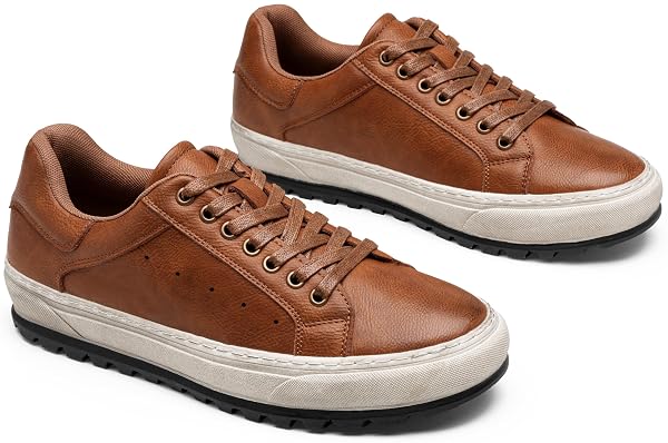 JOUSEN MEN’S CASUAL SHOES RETRO MEN’S CASUAL DRESS SNEAKERS COMFORTABLE LIGHTWEIGHT CASUAL SNEAKERS SHOES FOR MEN(AMY5150 YELLOWBROWN 12)