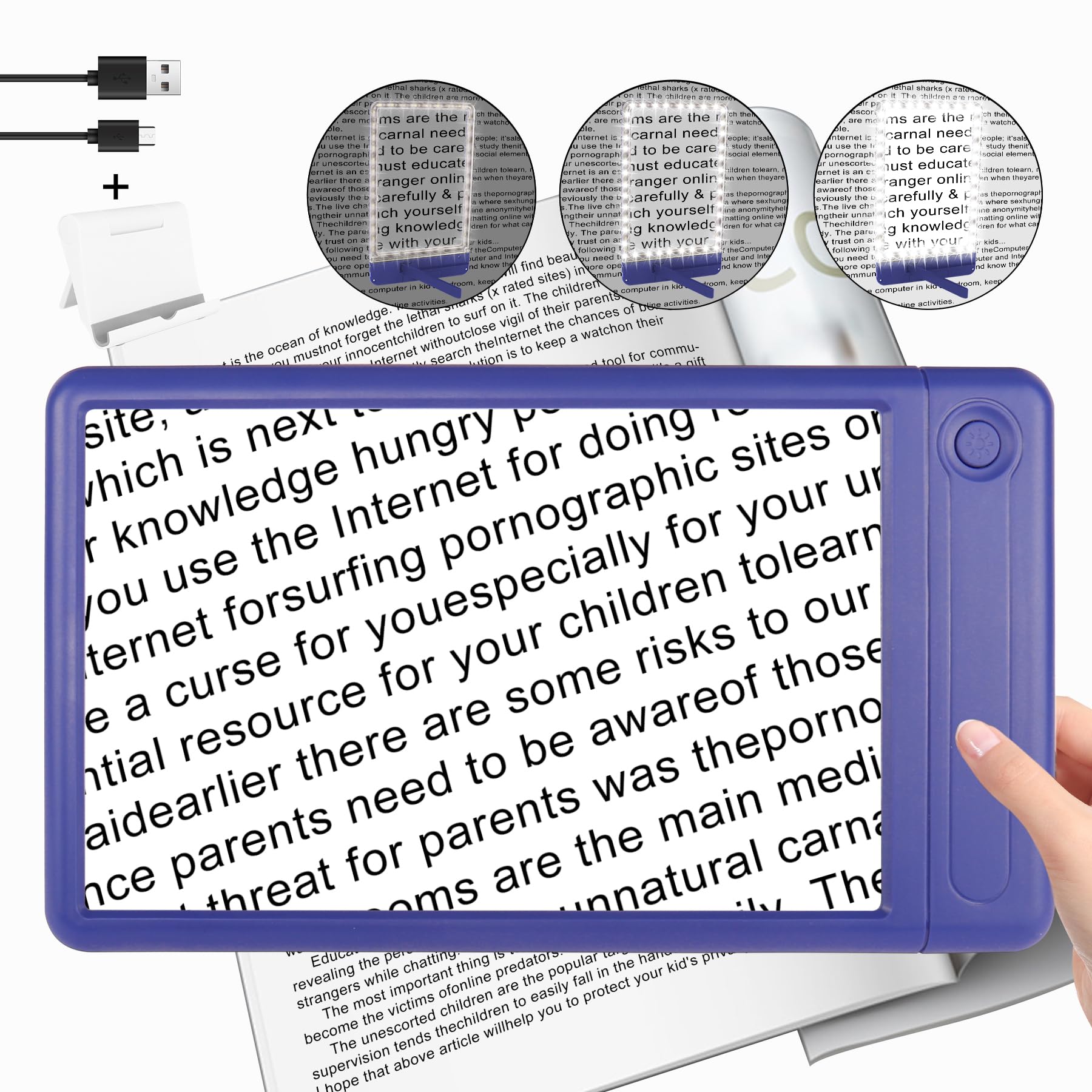 Photo 1 of 5X Magnifying Glass with Light and Stand 43 Ultra-Bright LEDs, Full Page Magnifying Glass, Hands Free Magnifier Ideal for Reading, Seniors, Low Vision, Elderly, Book Lovers, and Screen Viewing