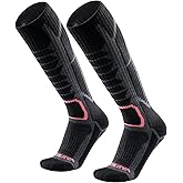 WEIERYA Ski Socks 2 Pairs Pack for Skiing, Snowboarding, Outdoor Sports Performance Socks (Retro Black 2 Pairs, Large)