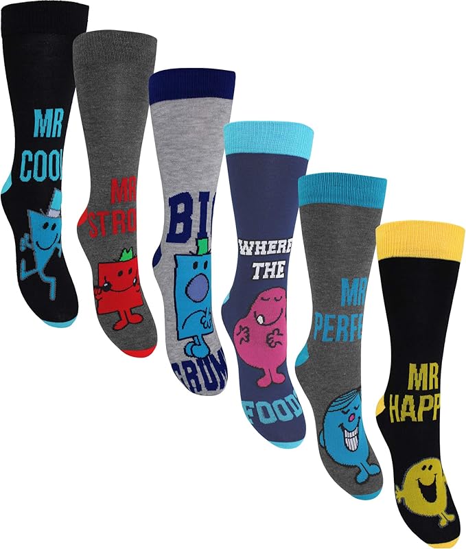 Men's Mr. Men Character Socks (6 Pair Pack) Amazon.co.uk Clothing