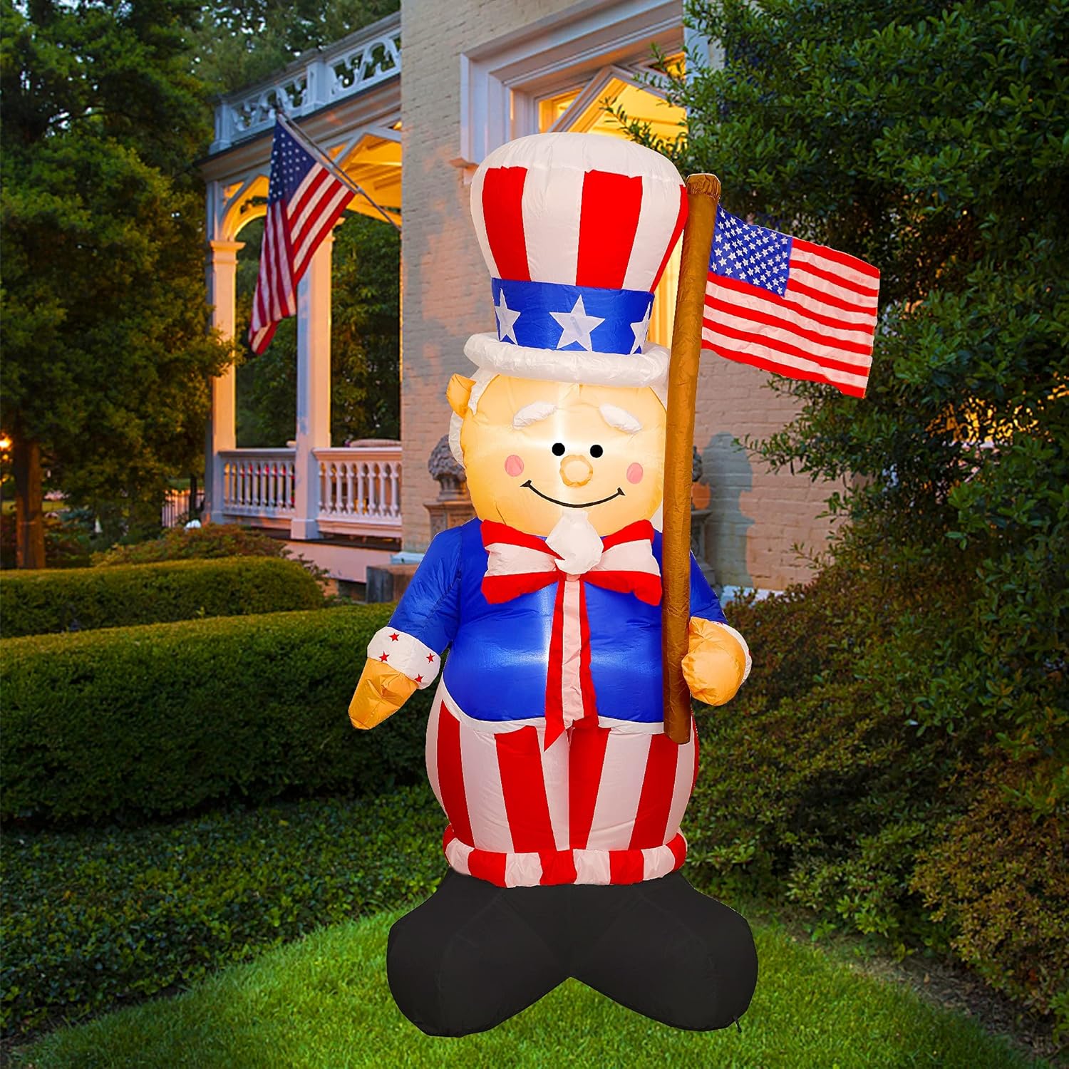 Twinkle Star 6FT Patriotic Independence Day Inflatable, Blow Up 4th of July Lighted Uncle Sam Hold American Flag, Indoor Outdoor Inflatables Decor Lawn Yard Home Celebration Garden Party Decorations: Garden & Outdoor