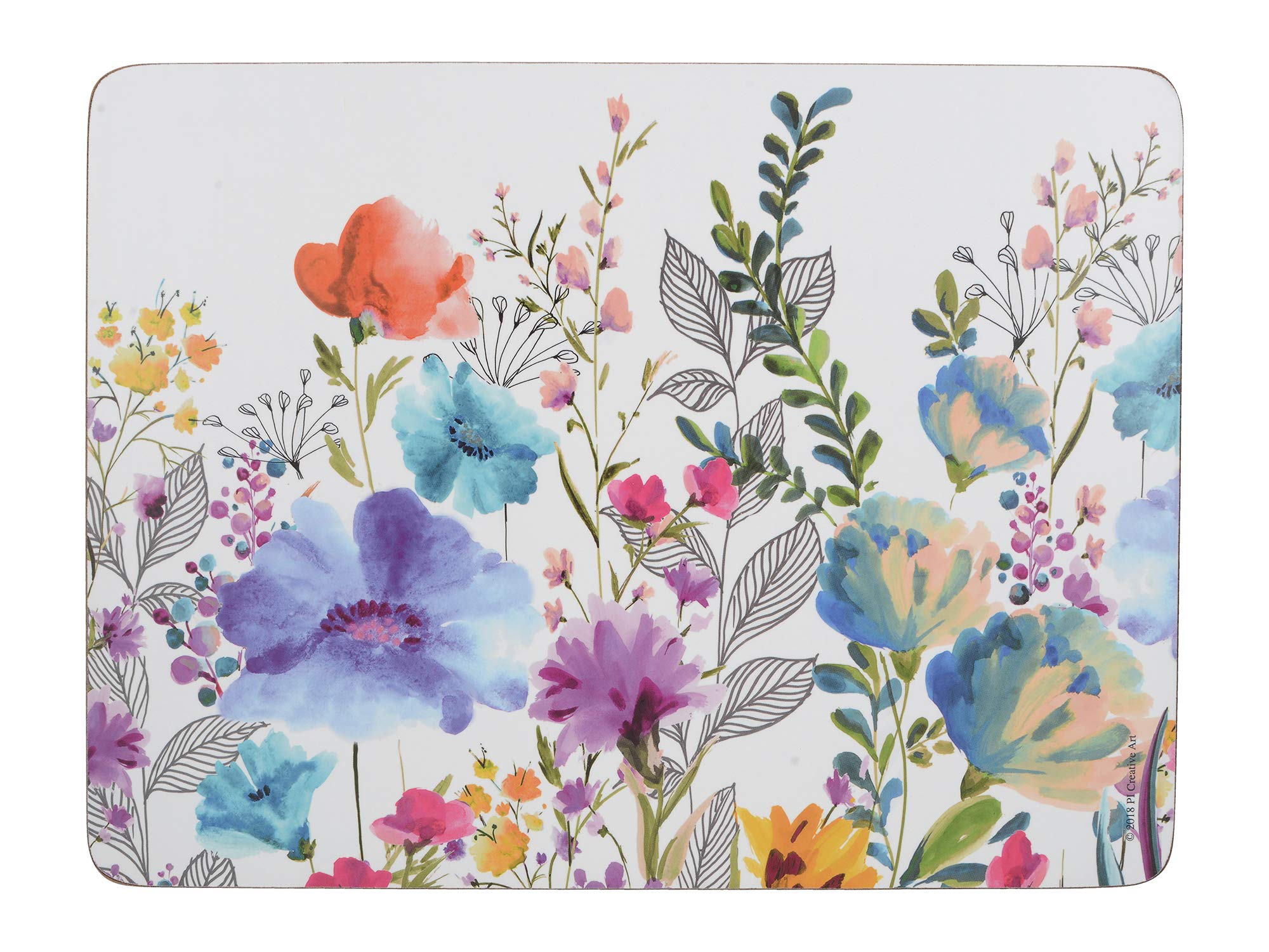 Creative Tops ‘Meadow Floral’ Printed Cork Backed Placemats, Rectangular, Multi Colour, 30 x 23 cm, Set of 4