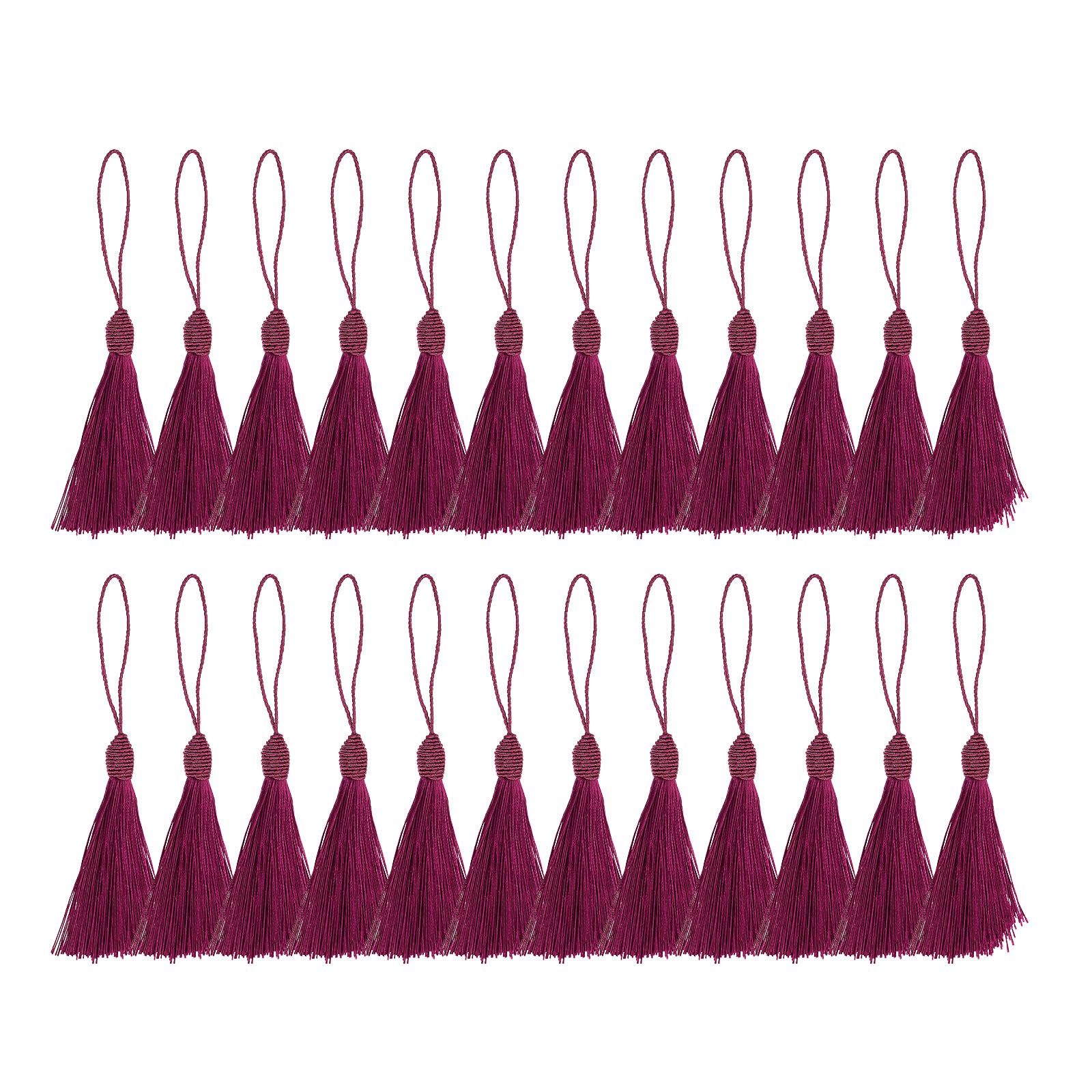 PATIKIL 14cm/5.5 Inch Bookmark Tassels, 25 Pack Soft Silky Floss Cord Loop Mini Handmade Tassels for Craft DIY Keychain Jewelry Making, Purple