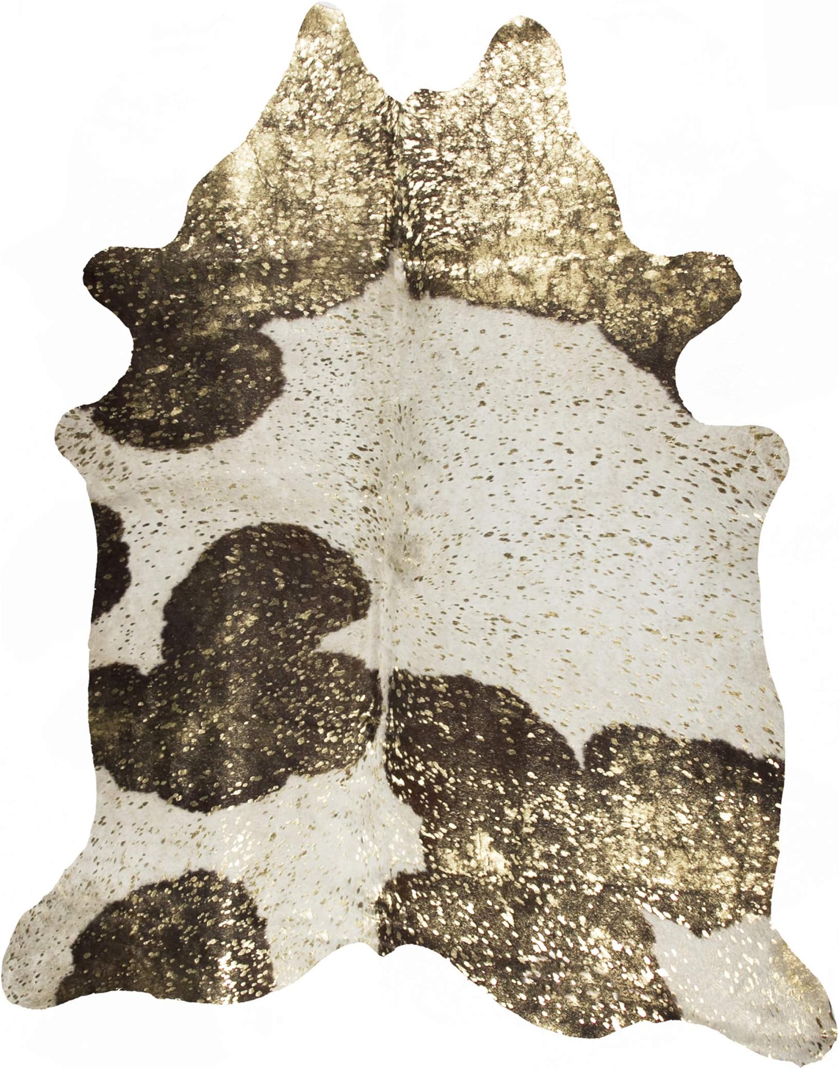 Natural Scotland Cowhide Area Rugs for Living Room and Bedroom | Handmade 100% Cow Rug with Low Pile | Shed-Resistant Home and Office Rug, White & Gold, 6 ft x 7 ft
