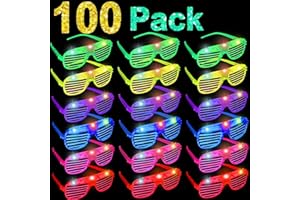 AMENON 100 Pack Glow Sticks Glasses Bulk Party Pack, Light Up Glasses Bulk,Glow in the Dark Party Supplies Favors,LED Sunglasses, Concert, Neon,Birthday, Back to School, Halloween Fiesta Party Favors, Pool