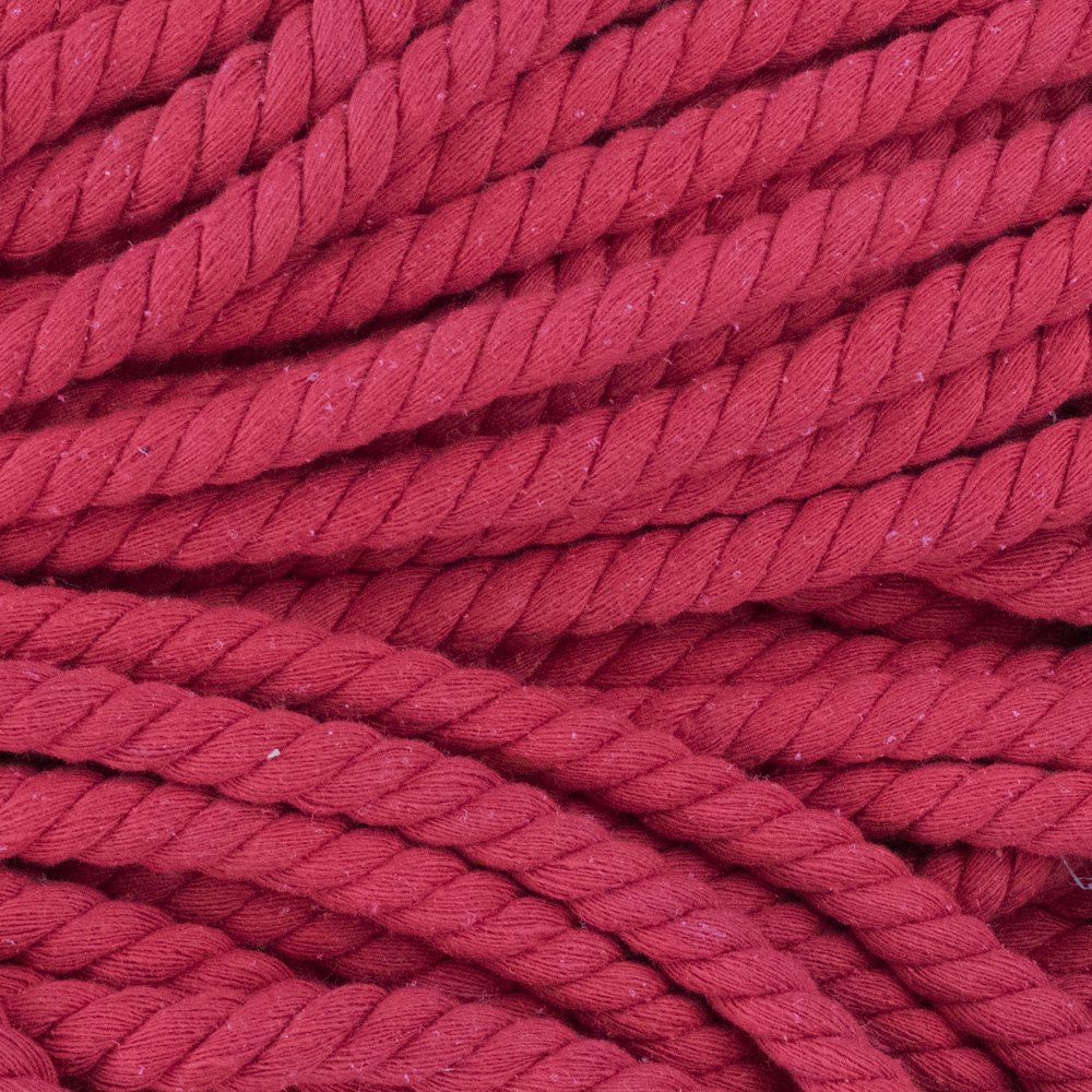 Super Soft 3 Strand Twisted Cotton Rope (Red, 1/2 Inch x 10 Feet)