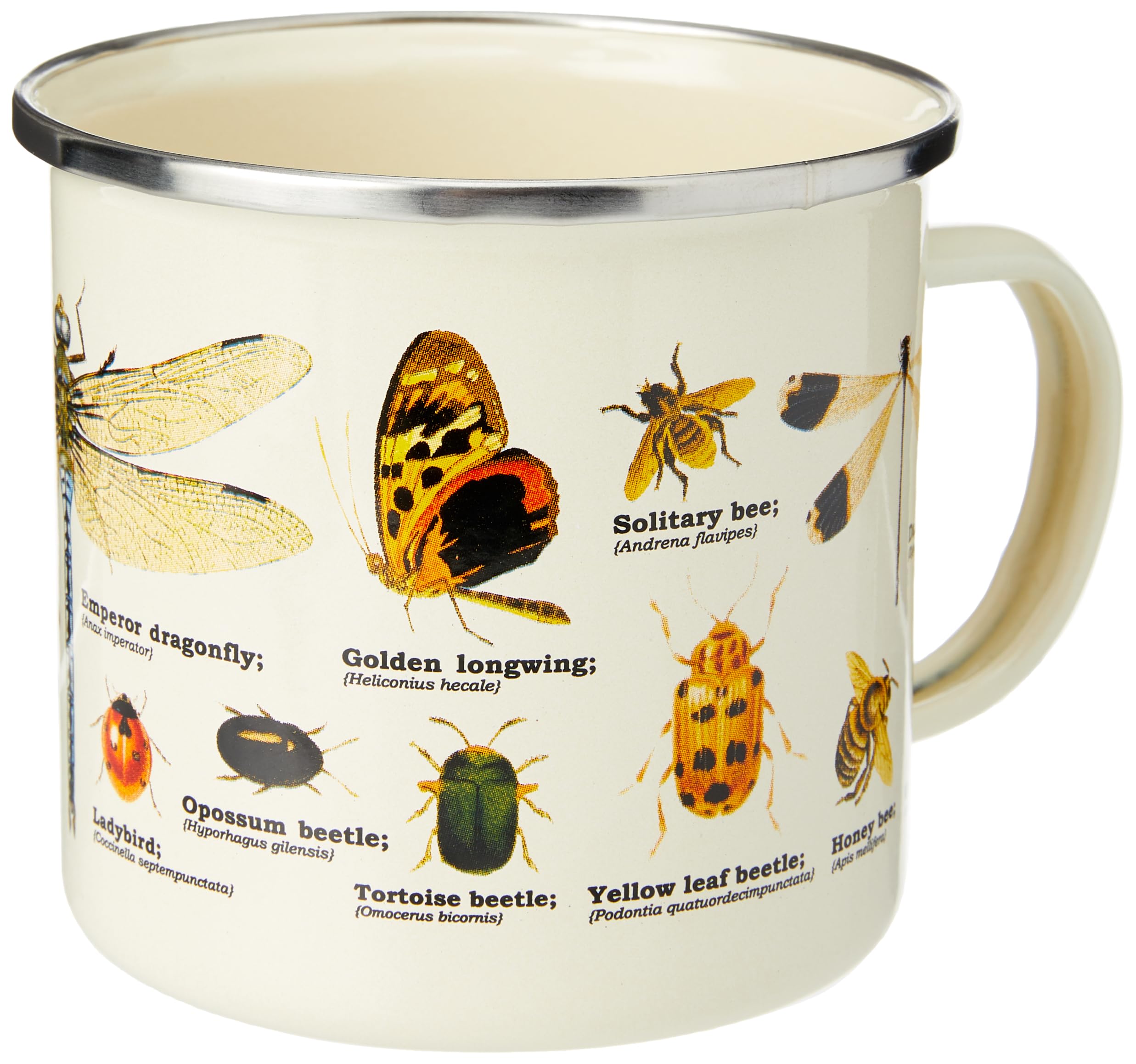 Gift Republic Insect Enamel Mug, Outdoor Camping Mug, 500 ml Metal Coffee Cup, Insect Design