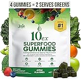 10ex Supergreens Gummies w/Probiotics. 40 Superfoods & Super Greens. 10x More Nutrients. Multivitamins & Antioxidants from Whole Foods. Healthy Snacks for Adults. Keto, Low Carb, Low Calorie Snacks.