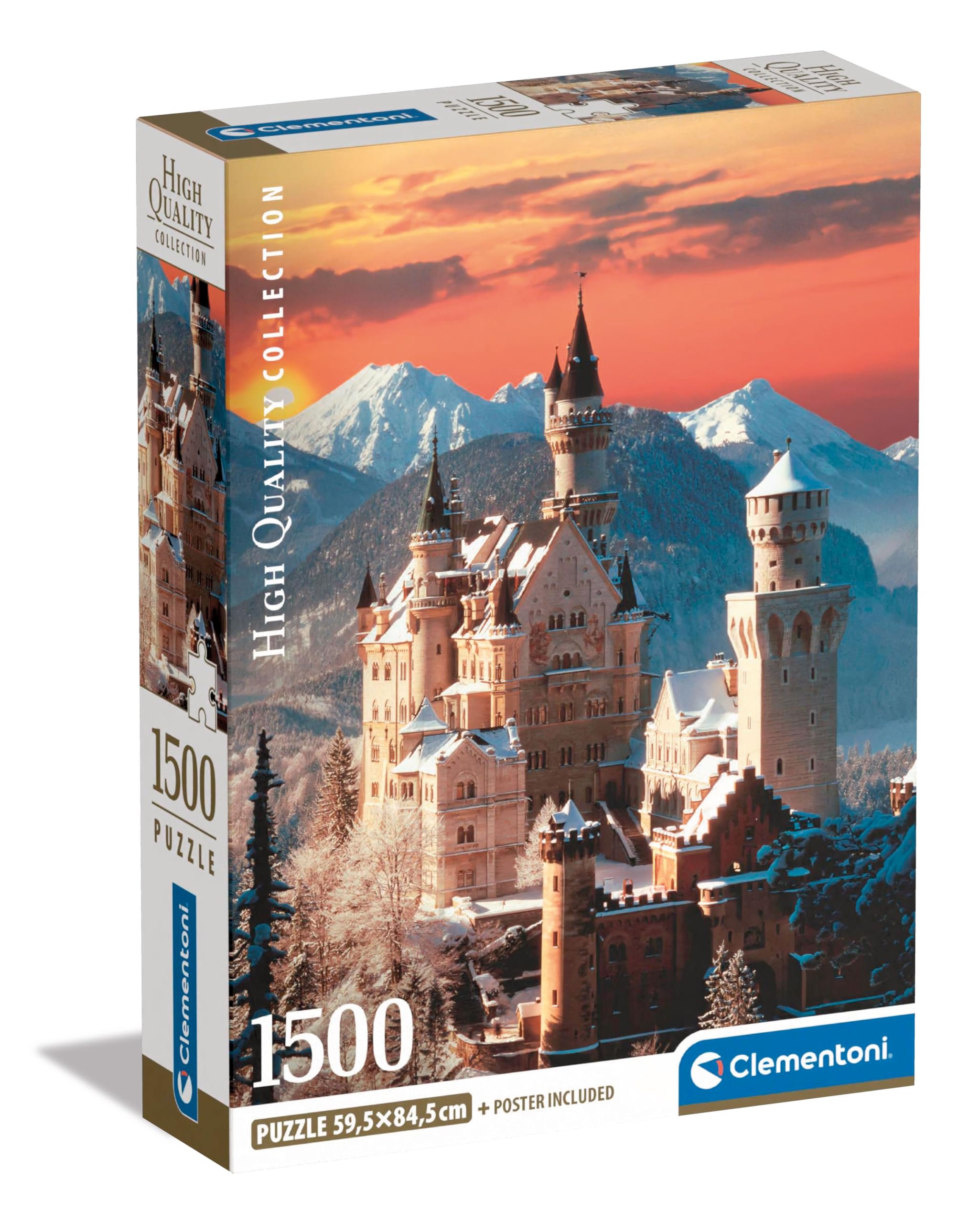 Clementoni Jigsaw Puzzle Collection - Neuschwanstein 1500 Pieces - Poster Included, Puzzle For Adults 14-99 Years, Landscape, Germany, Gift For Men/Women, Made In Italy, 31716