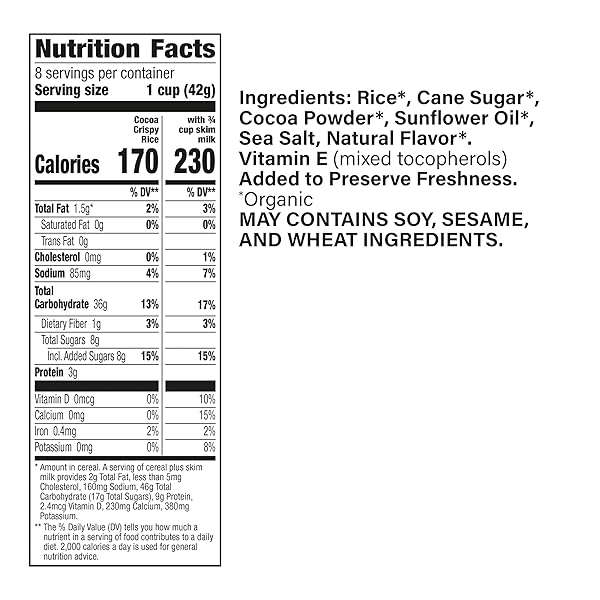 CASCADIAN FARM, CEREAL CRISPY RICE COCOA ORGANIC, 12 OUNCE