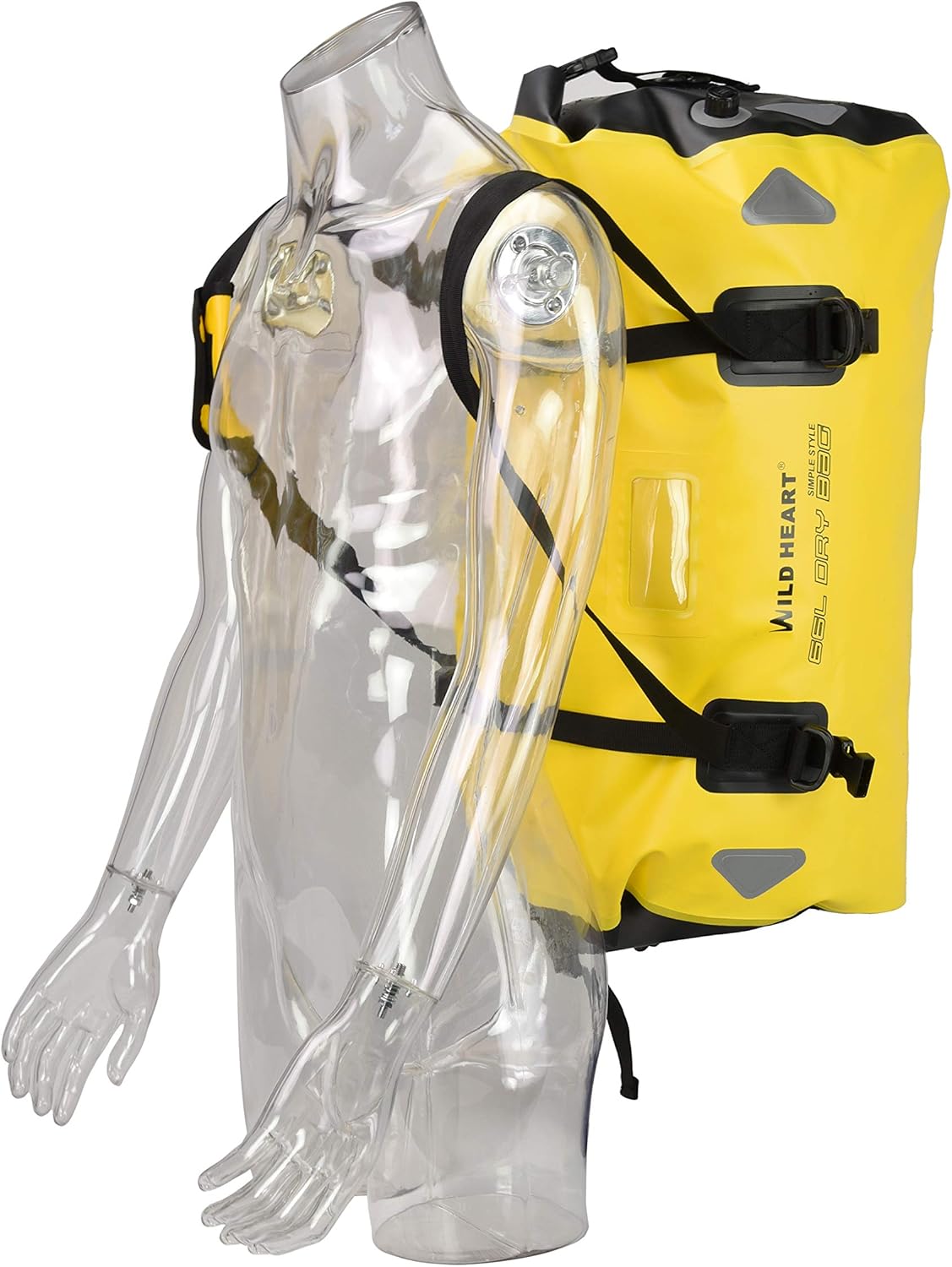 WILD HEART Waterproof Duffel Bag 40L 66L 100L with Welded Seams for Kayaking, Camping, Boating,Motorcycle (40L Yellow with Binding Rope): Sports & Outdoors