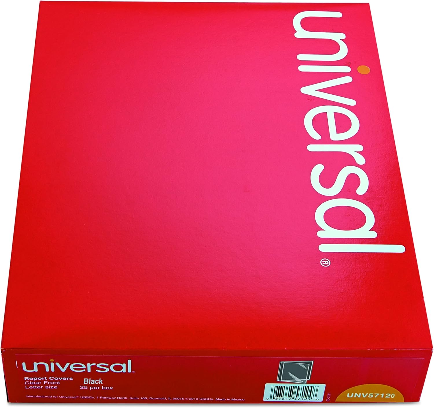 Universal 57120 Clear Front Report Cover, Tang Fasteners, Letter Size, Black, Box of 25 : Business Report Covers : Office Products
