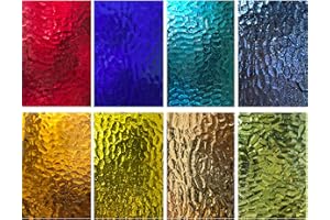 LITMIND 8 Pack Textured Transparent Stained Glass Sheets, 4x6 inch Cathedral Art Glass Mosaic Tiles for Crafts & Stained Glas
