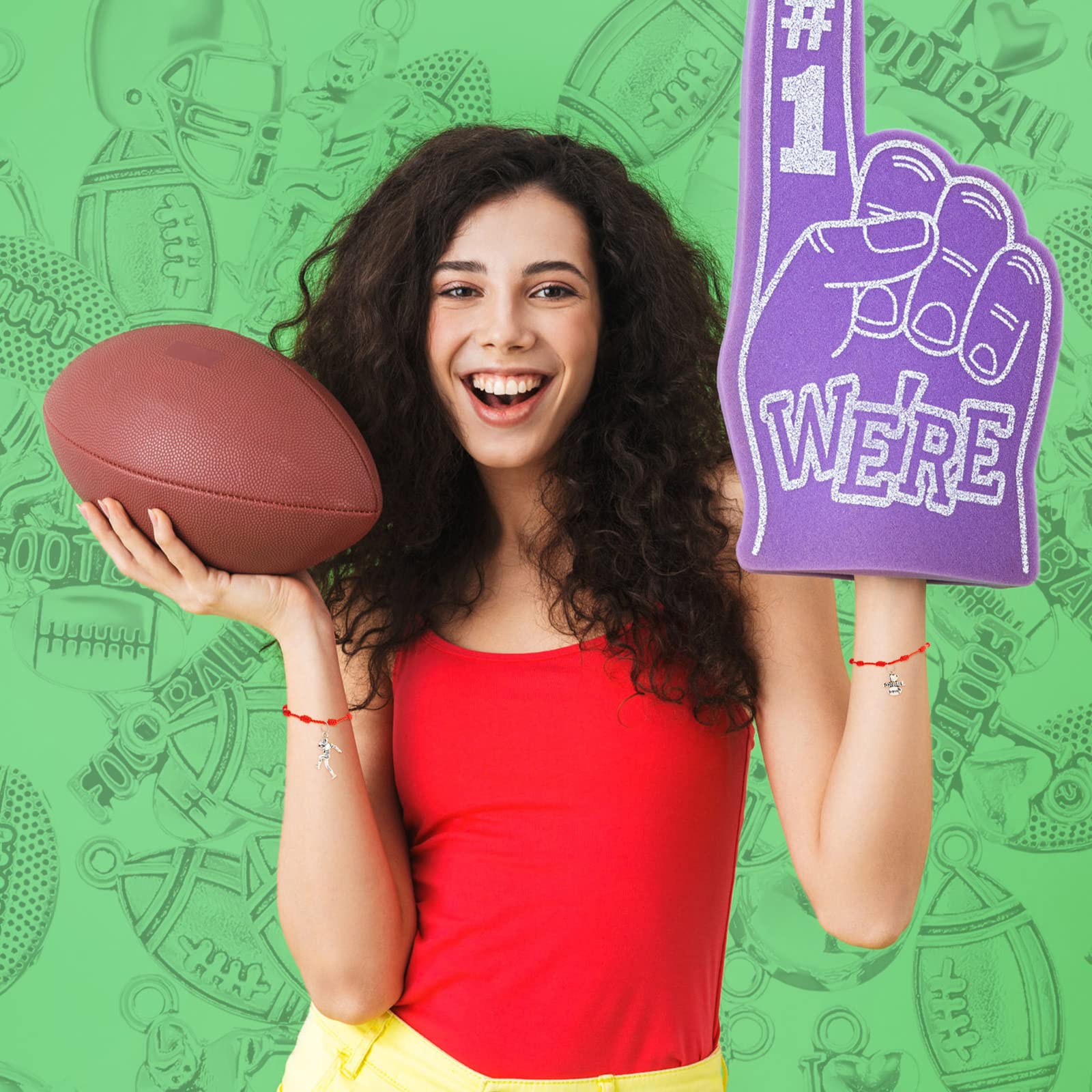 Blulu Football Charms Mixed Silver Football Player's Bat Beads Pendants Necklace Crafting Sport Charms Jewelry Making Findings Accessory DIY Necklace Bracelet