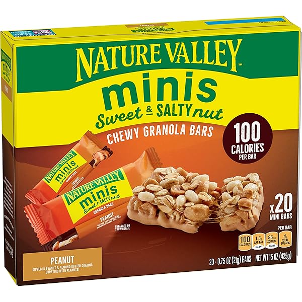 NATURE VALLEY MINI GRANOLA BARS, SWEET AND SALTY NUT, PEANUT, 20 BARS, 15 OZ