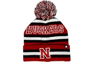 CAMPUS LAB Official Collegiate Knit Beanie with Pom - Block Stripes Collection