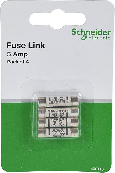 Schneider Electric 5A Fuse Cartridge BS 1362 Mains Household UK Pack of 4