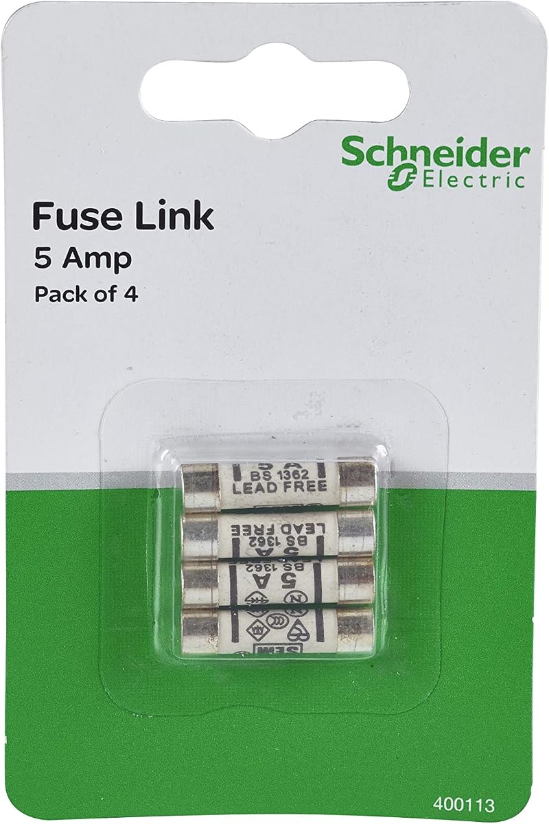 Schneider Electric 5A Fuse Cartridge BS 1362 Mains Household UK Pack of 4