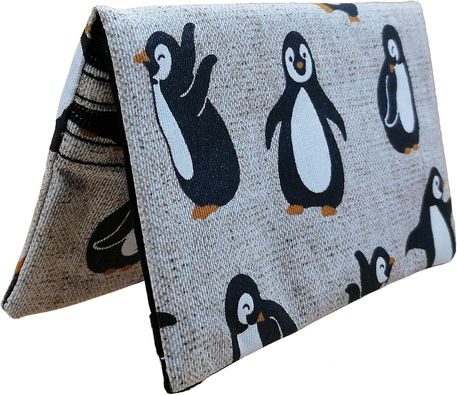 Plan B, Wallet, Purse Compact Penguin, 15 x 9 cm, with 5 Card Holder, Beige with Printed Drawings - Image 3