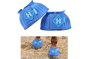 Harrison Howard Rubber Pull-on Bell Boots with Fleece Lining and Touch-Close Tapes Hoof Overreach Protection for Horses