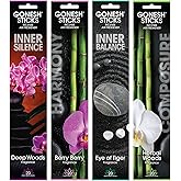Gonesh Zen Stones Collection - Incense Sticks Variety Pack - Non-Toxic 10” Slow Burn Aromatic Sticks - Inner Balance, Composure, Inner Silence, Harmony - 20 Sticks Each