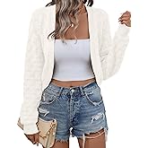 LOMON Womens Cropped Cardigan Bolero Shrugs for Dresses Knit Open Front Long Sleeve Sweater