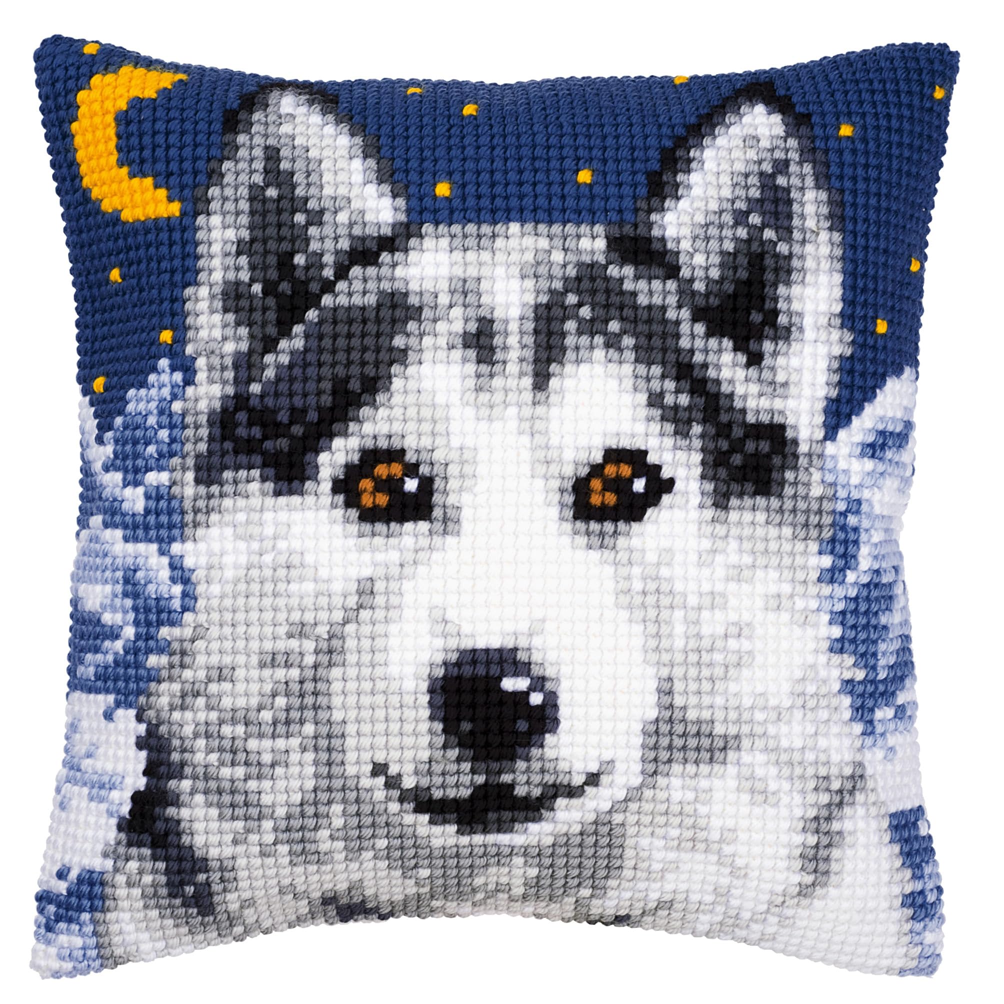 Vervaco 1200ǽ Wolf Cross Stitch Cushion, Multi-Colour