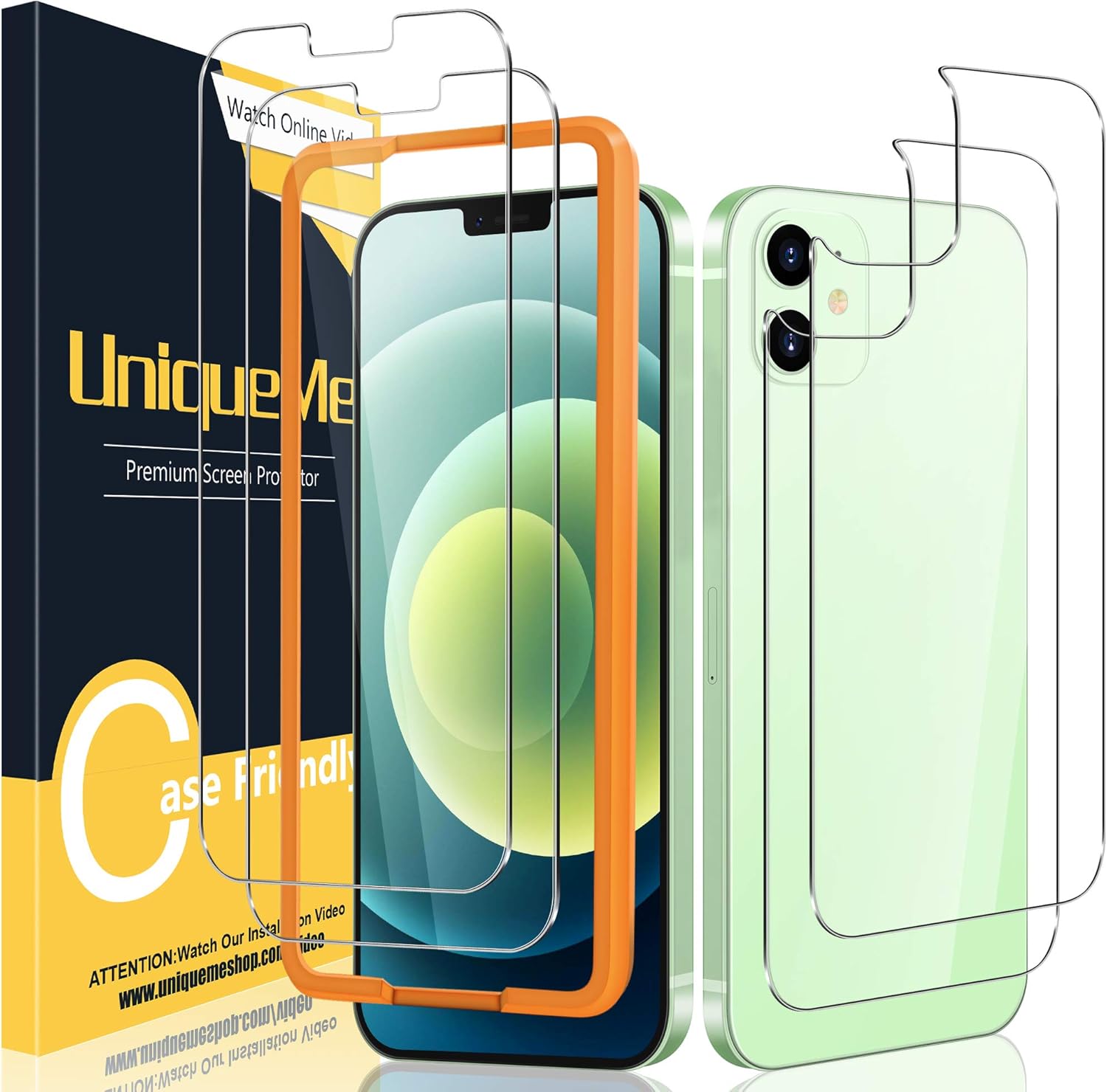 [2+2 Pack] UniqueMe Front and Back Screen Protector