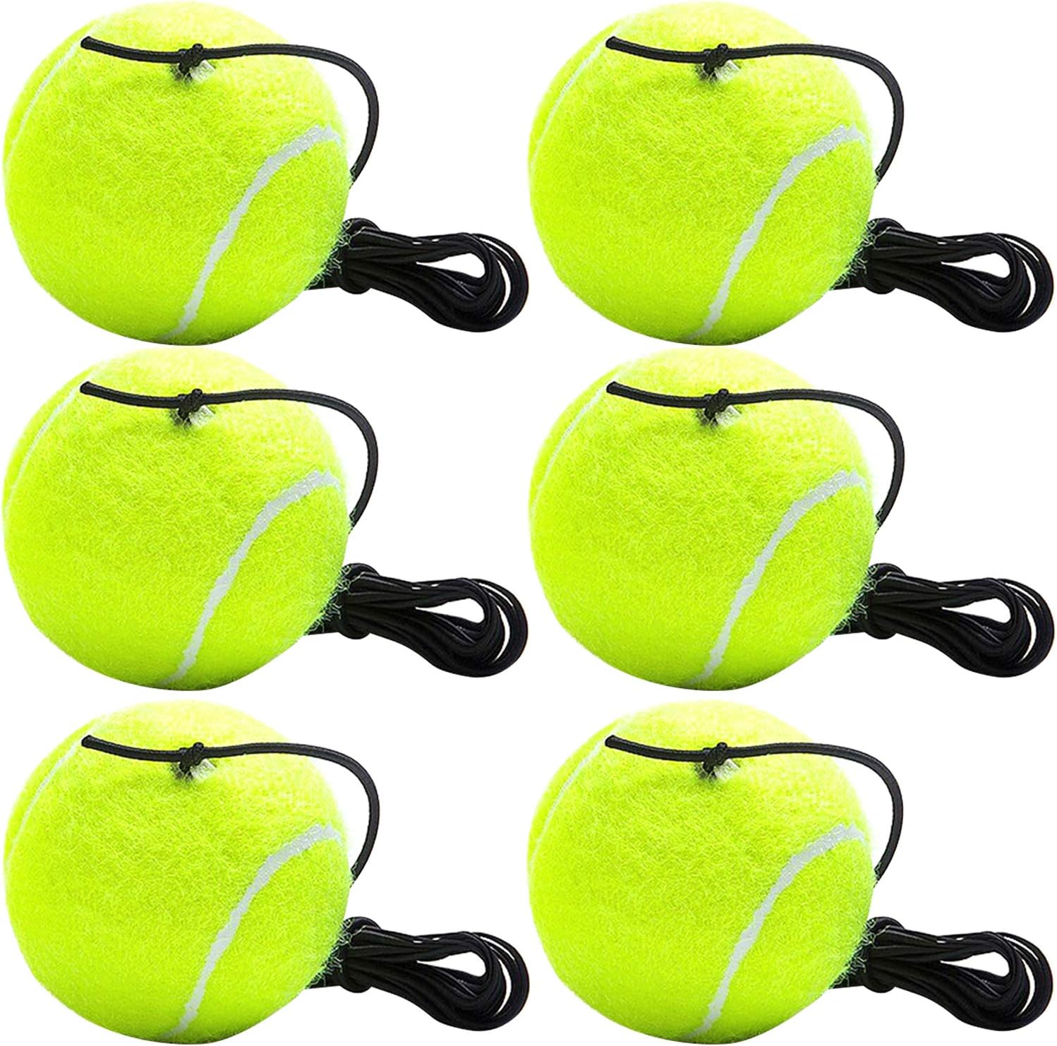 Cotiny 6 Pack Tennis Trainer Ball with String Tennis Ball with Elastic