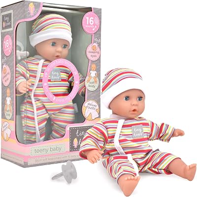John Adams Tiny Tears Teeny Baby 30cm Soft Bodied Doll with 16 Sounds