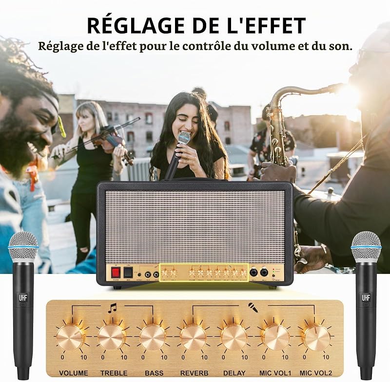 S06 Enceinte Bluetooth Puissant, Haut-Parleur extérieur Portable Haut-Parleur Bluetooth sans Fil, Haut-Parleur Multifonctionnel pour Les activités de Plein air