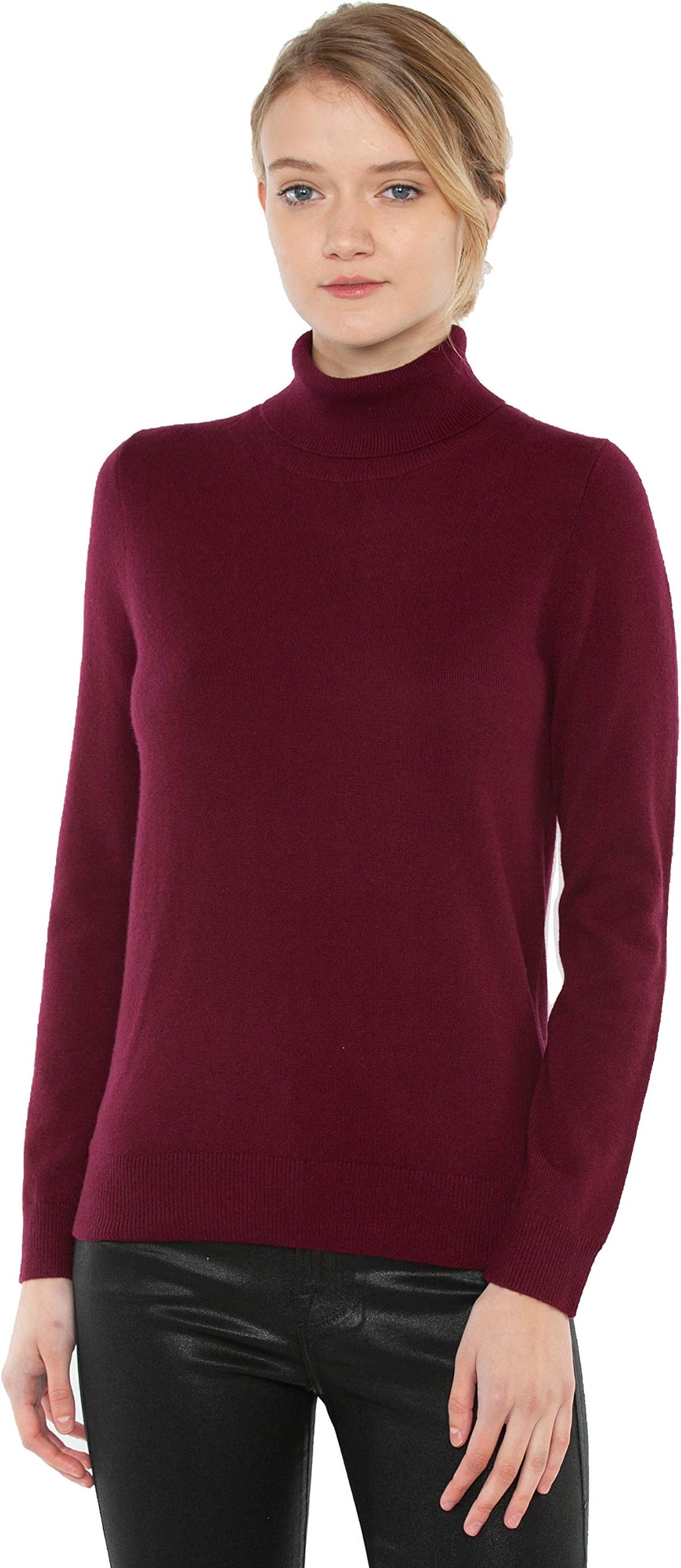 JENNIE LIUWomen's 100% Pure Cashmere Long Sleeve Pullover Turtleneck Sweater