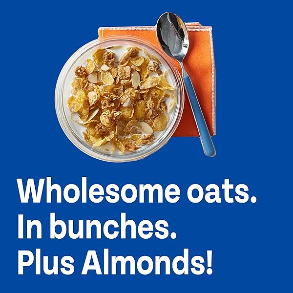 HONEY BUNCHES OF OATS WITH ALMONDS BREAKFAST CEREAL, ALMOND CEREAL WITH OATS AND GRANOLA CLUSTERS, FAMILY SIZE 18 OZ BOX