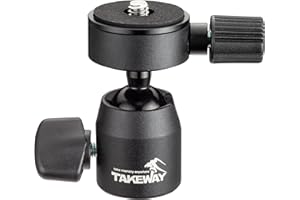 TAKEWAY Mini Ball Head, Tripod Ball Head 360° Rotatable Tilt Panoramic and Quick Release Plate with 1/4 inch Screew Hole, for DSLR Cameras, Tripods, Monopods, GoPro, Slider, Light Stand, Brinno