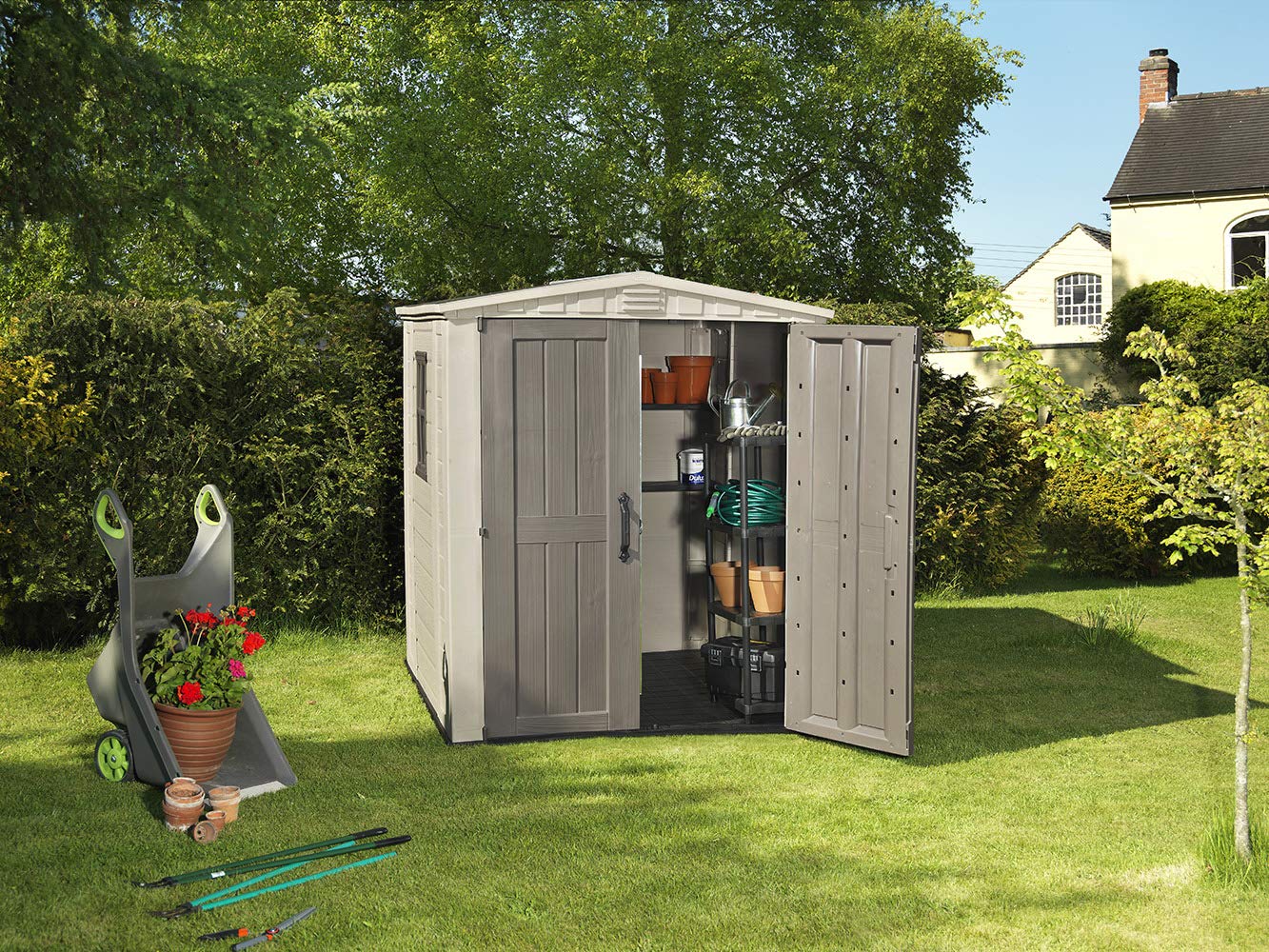 KETER Factor 6x6 Large Resin Outdoor Shed for Patio