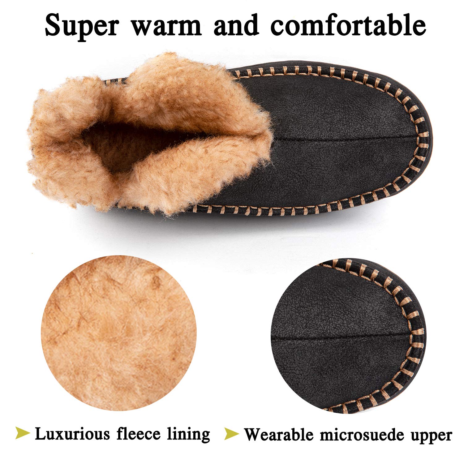 Wishcotton Mens Microsuede Fuzzy Warm Fleece Lining